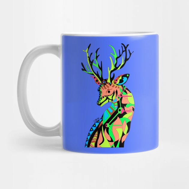 mexican reindeer venado ecopop in totonac patterns art by jorge_lebeau